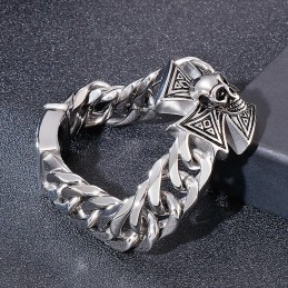 Pulsera Genial Con Calavera Cruzada Para Hombre