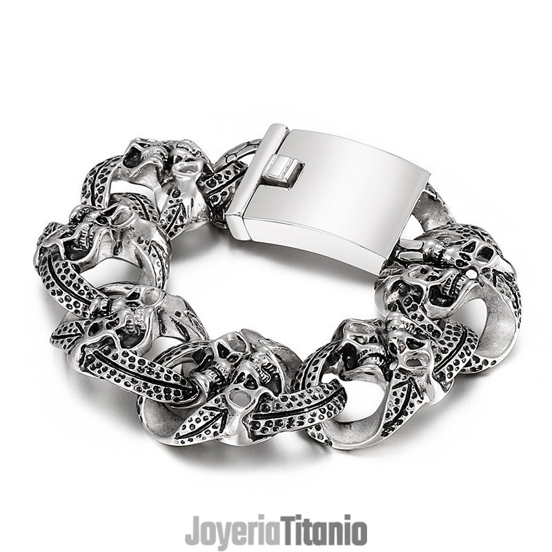 Pulsera De Titanio Con Calavera Popular Para Hombre Pulsera De Titanio Con Calavera Popular Para Hombre
