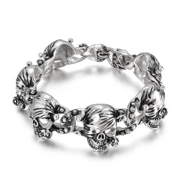 Pulsera De Titanio Con Calavera Ennegrecida Para Hombre