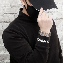 Pulsera De Titanio Con Diseño De Serpiente Para Hombre, Estilo Urbano Y Moderno