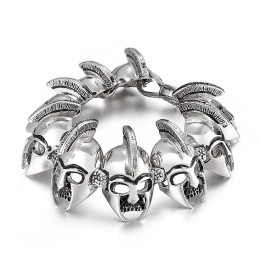Pulsera De Titanio Con Cabeza De Guerrero General Para Hombre