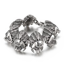 Pulsera De Titanio Con Cabeza De Guerrero General Para Hombre