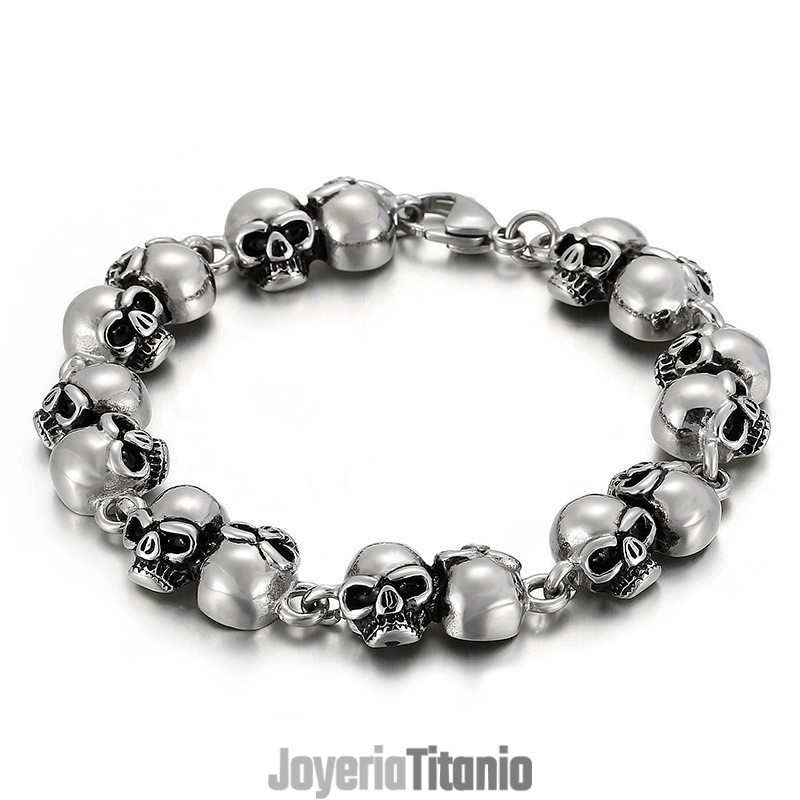 Pulsera De Calavera De Titanio Para Hombre
