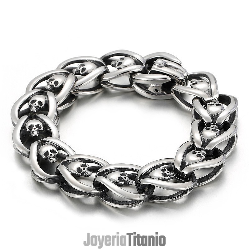 Pulsera De Calavera De Titanio Para Hombre