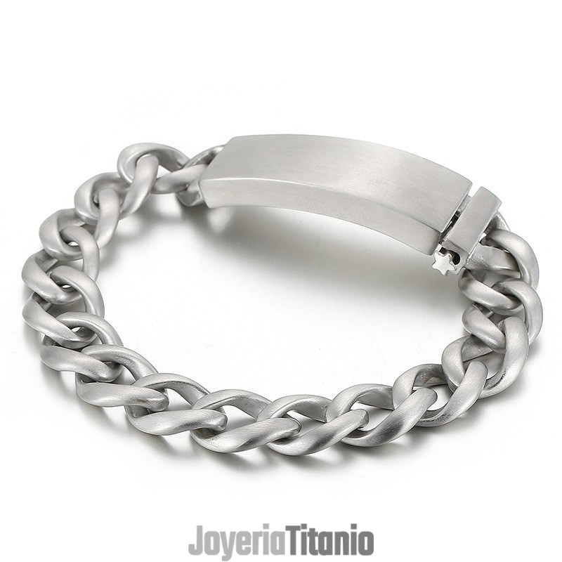 Pulsera De Titanio Street Cool Para Hombre Con Acabado Arena