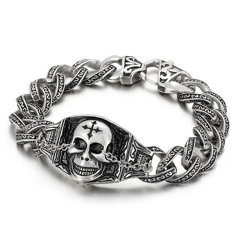 Pulsera De Calavera De Titanio Para Hombre Pulsera De Calavera De Titanio Para Hombre