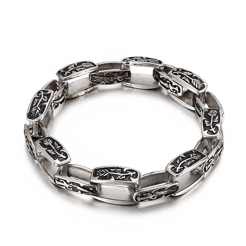 Pulsera De Titanio Estampada, Accesorio De Moda Para Hombre Hipster