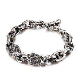 Pulsera De Titanio Con Cabeza De León Para Hombre, Accesorio De Escenario