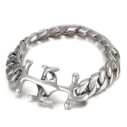 Pulsera De Titanio Con Ancla De Barco Y Viento Para Hombre