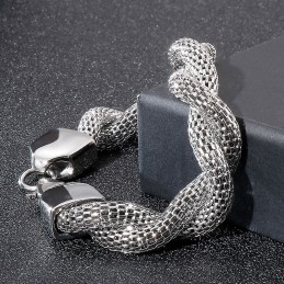 Pulsera De Cadena De Titanio Con Hueso De Serpiente Para Hombre
