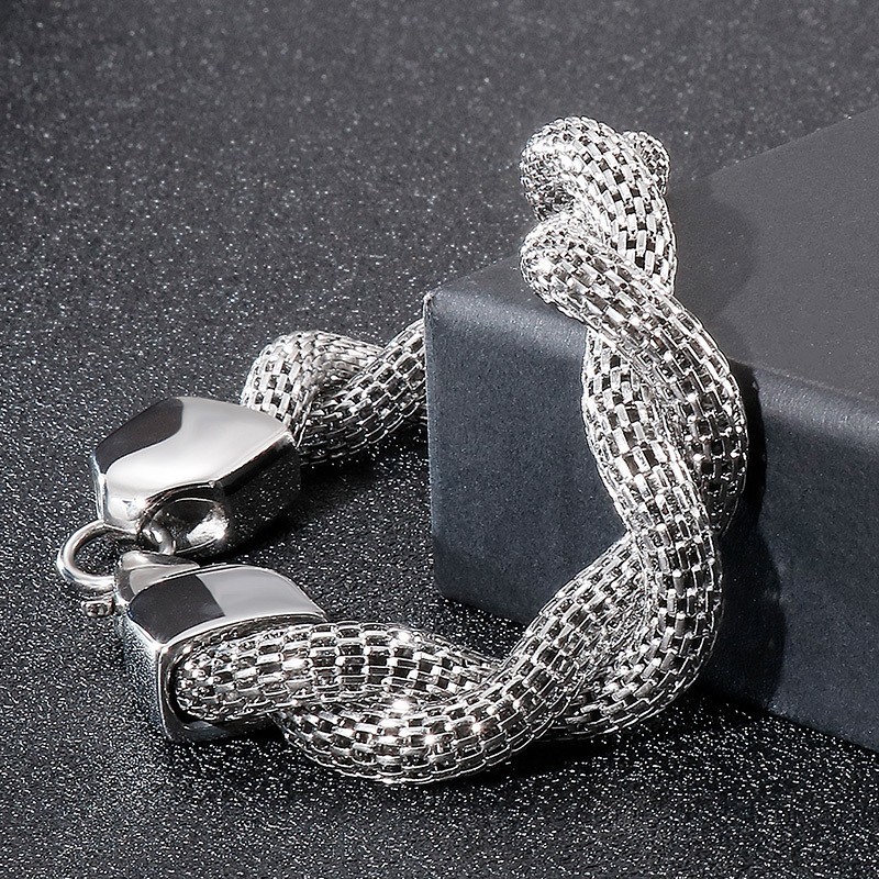Pulsera De Cadena De Titanio Con Hueso De Serpiente Para Hombre