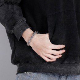 Pulsera De Cadena De Titanio Con Hueso De Serpiente Para Hombre
