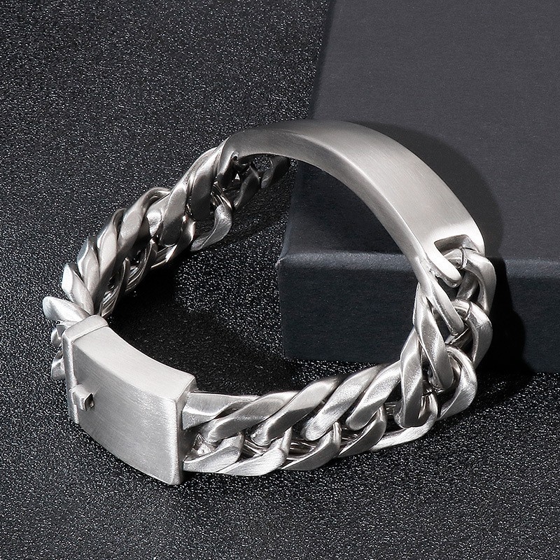 Pulsera De Titanio Para Hombre, Estilo Gótico Rockero, Con Cara De Arena Doblada
