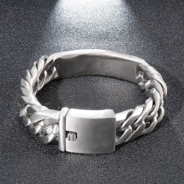 Pulsera De Titanio Para Hombre, Estilo Gótico Rockero, Con Cara De Arena Doblada