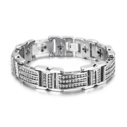 Pulseras De Titanio De Moda Para Hombre Con Diamantes