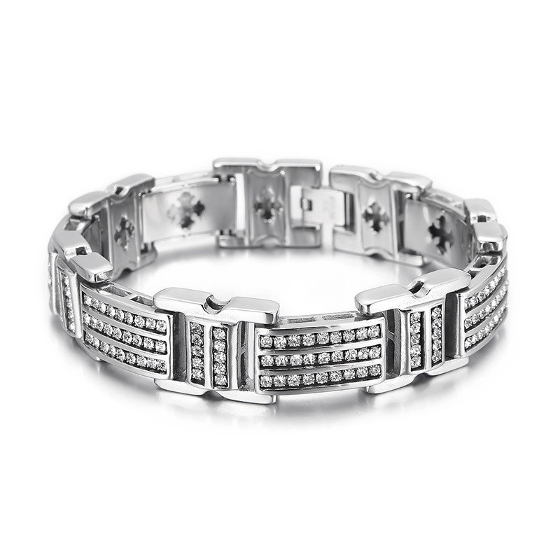 Pulseras De Titanio De Moda Para Hombre Con Diamantes Pulseras De Titanio De Moda Para Hombre Con Diamantes