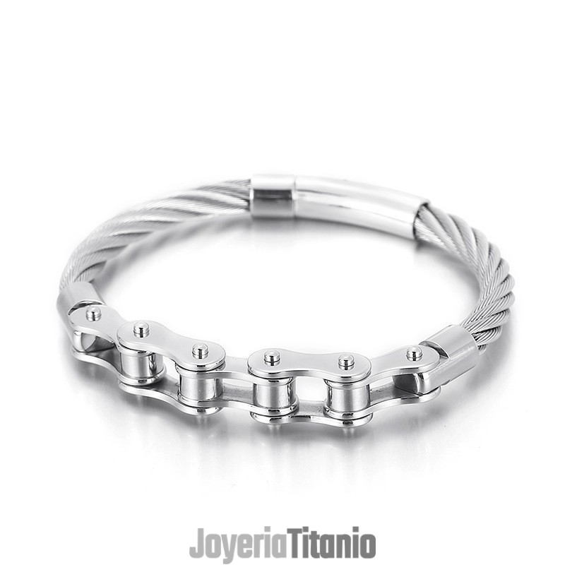 Pulsera De Titanio Con Estilo Chic Para Hombre Y Mujer, Con Cadena De Motociclista.