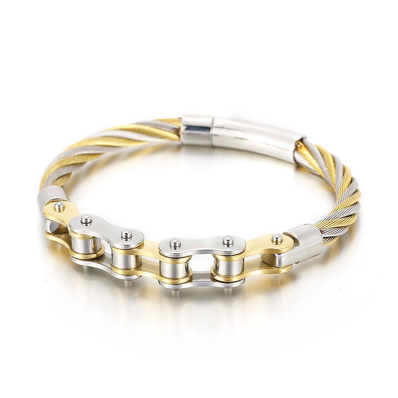 Pulsera De Titanio Con Cadena De Motociclista De Estilo Chic Para Hombre Y Mujer