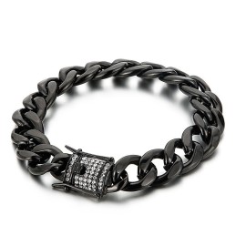 Pulsera De Cadena De Motociclista Con Hebilla De Barba De Dragón De Diamantes