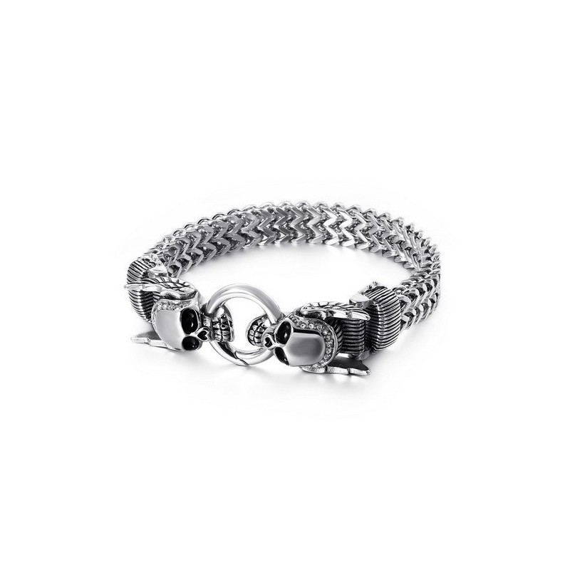 Pulseras De Calavera De Diamantes Para Hombre De Estilo Chic Pulseras De Calavera De Diamantes Para Hombre De Estilo Chic