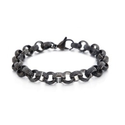 Pulsera De Cadena De Titanio Con Forma De O Y Cruz Antigua Y Elegante