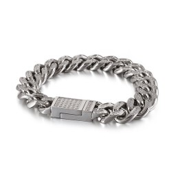 Pulseras De Titanio Hip-Hop Para Hombre Con Diamantes