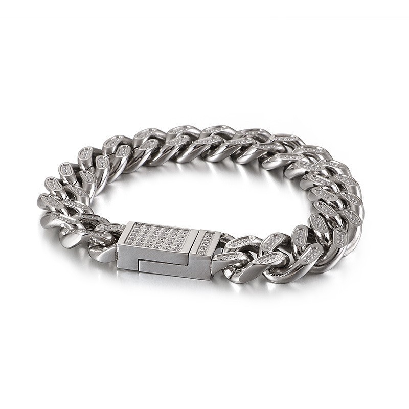 Pulseras De Titanio Hip-Hop Para Hombre Con Diamantes Pulseras De Titanio Hip-Hop Para Hombre Con Diamantes