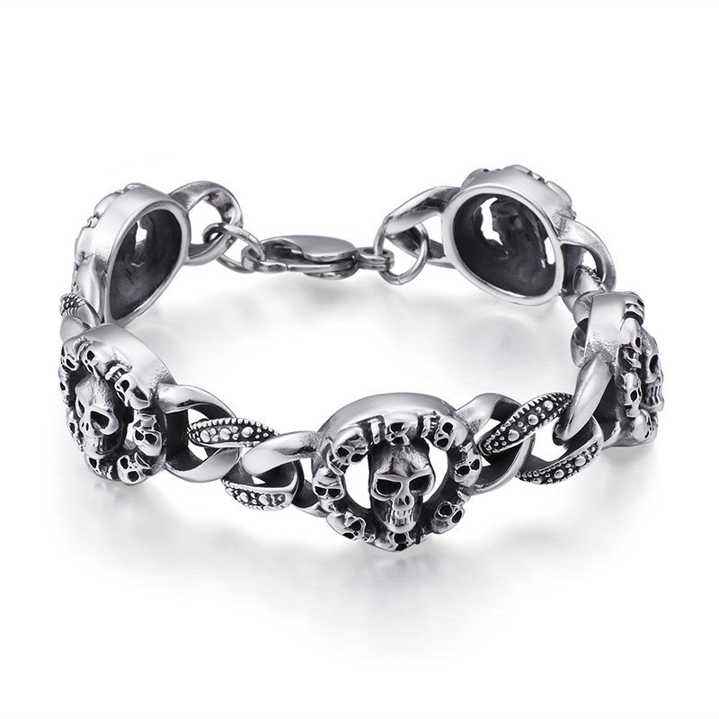 Pulsera De Calavera De Titanio De Moda Para Hombre
