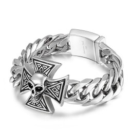 Pulsera Genial Con Calavera Cruzada Para Hombre