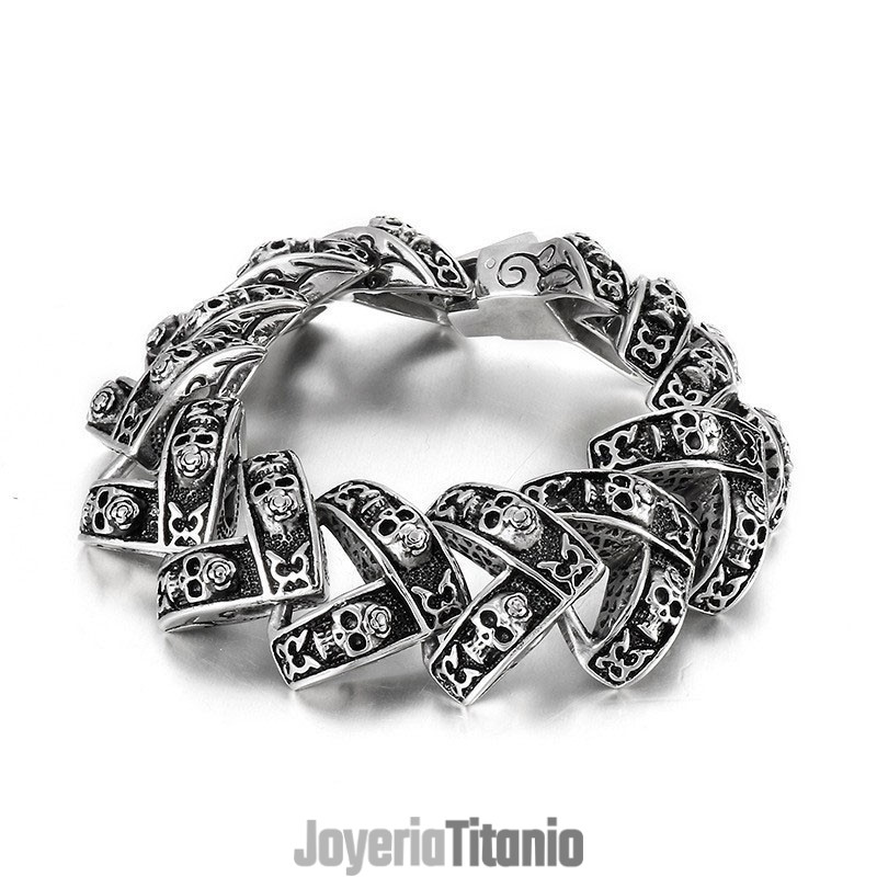 Pulsera De Titanio Estereoscópica Con Calavera Pesada Y Genial Para Hombre