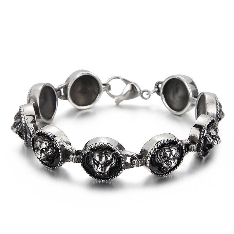 Pulsera De Titanio Redonda Con Cabeza De Tigre Estilo Hip Hop Para Hombre Pulsera De Titanio Redonda Con Cabeza De Tigre Estilo Hip Hop Para Hombre