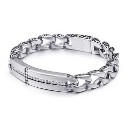 Pulsera De Titanio Con Cruz Y Diamantes Para Hombre, Joyería Vintage De Titanio.