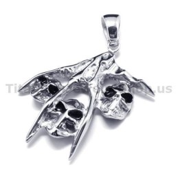 Colgante De Calavera De Titanio Puro - Cadena Gratis