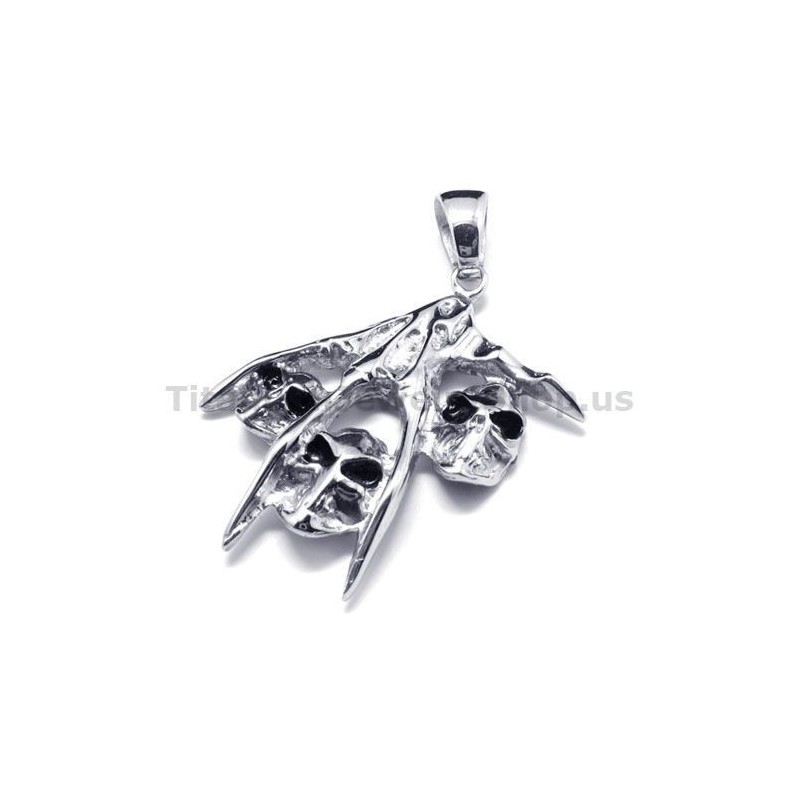 Colgante De Calavera De Titanio Puro - Cadena Gratis