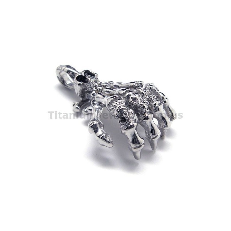 Colgante De Titanio Puro Con Diseño De Hueso De La Mano - Cadena Gratis