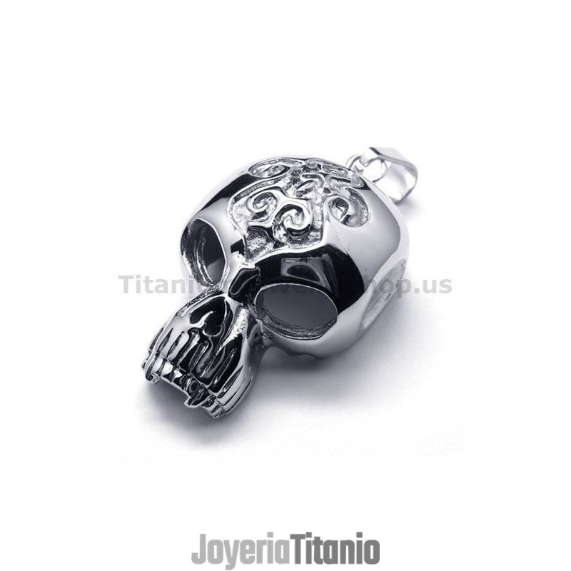 Colgante De Calavera De Titanio Puro - Cadena Gratis