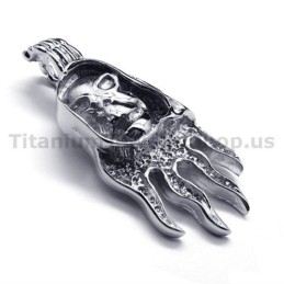 Colgante De Calavera De Titanio Puro - Cadena Gratis