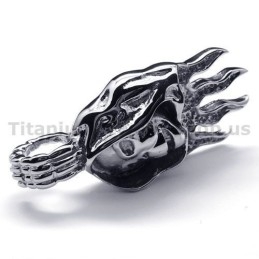 Colgante De Calavera De Titanio Puro - Cadena Gratis
