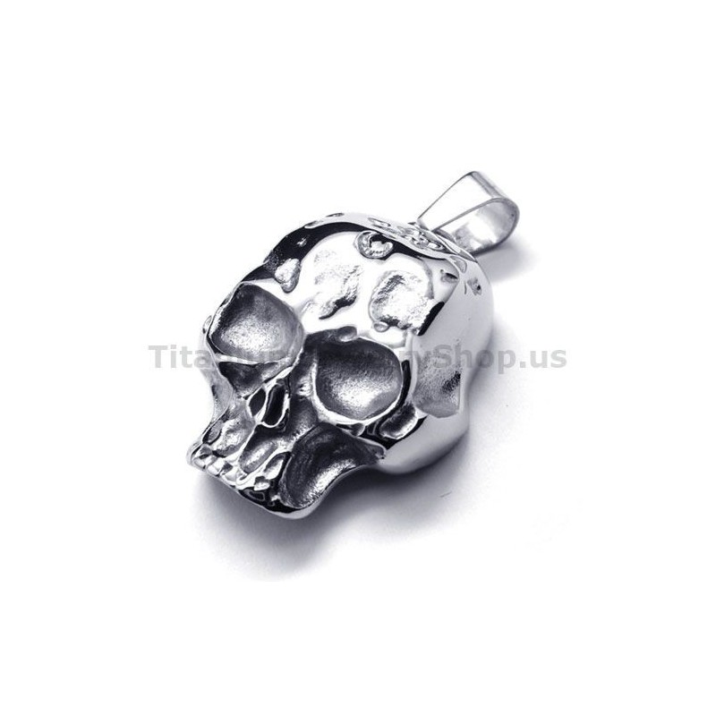 Colgante De Calavera De Titanio Puro - Cadena Gratis