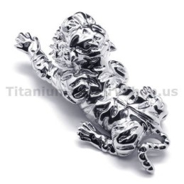 Colgante De Tigre De Titanio Puro - Cadena Gratis