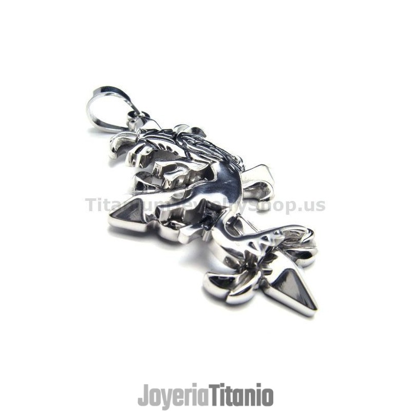 Colgante De Cruz De Dos Capas De Titanio Puro - Cadena Gratis Colgante De Cruz De Dos Capas De Titanio Puro - Cadena Gratis