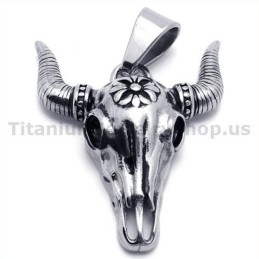 Colgante Vintage De Calavera De Búfalo De Titanio De Nativos Americanos (Cadena Gratis)