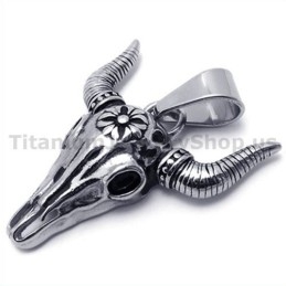 Colgante Vintage De Calavera De Búfalo De Titanio De Nativos Americanos (Cadena Gratis)