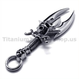 Colgante De Titanio Con Diseño De Calavera Y Espada - Cadena Gratis