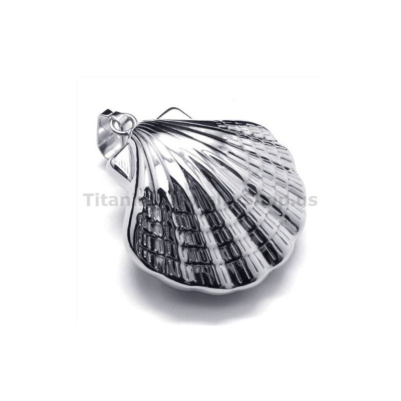 Colgante De Titanio Con Diseño De Concha - Cadena Gratis