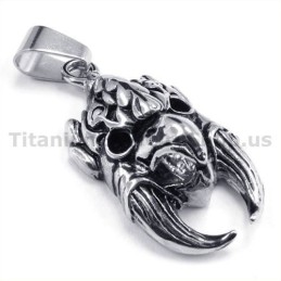 Colgante De Calavera De Halcón De Titanio - Cadena Gratis