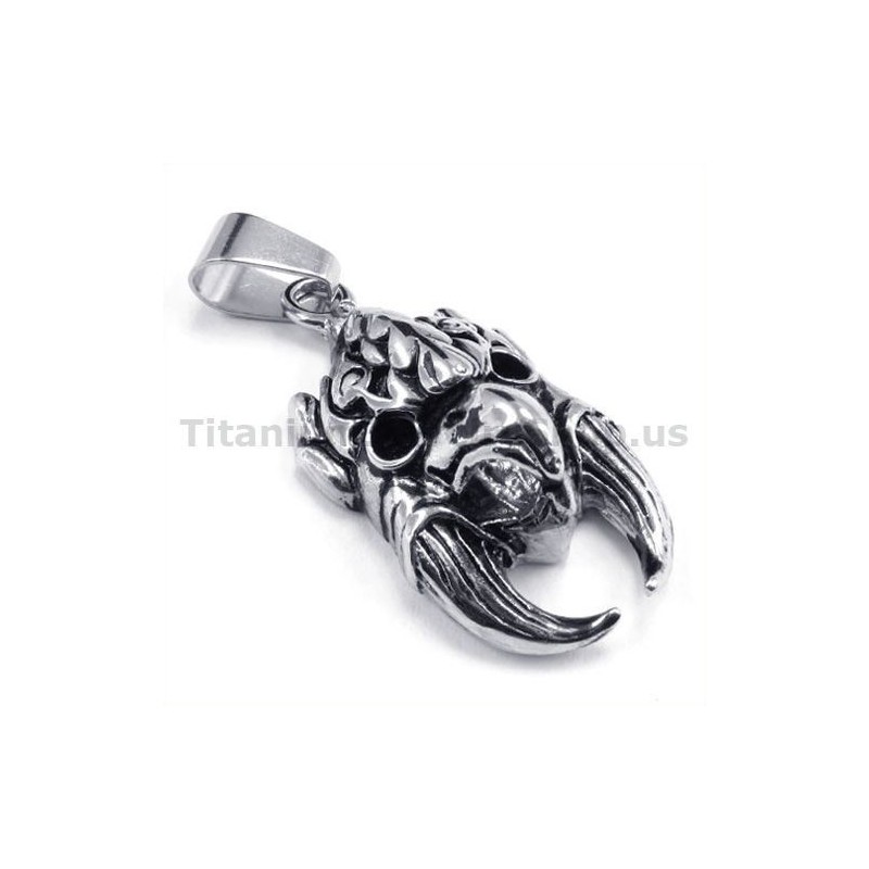 Colgante De Calavera De Halcón De Titanio - Cadena Gratis