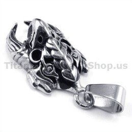 Colgante De Calavera De Halcón De Titanio - Cadena Gratis