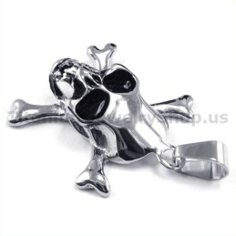 Colgante De Calavera De Titanio Con Huesos Cruzados - Cadena Gratis