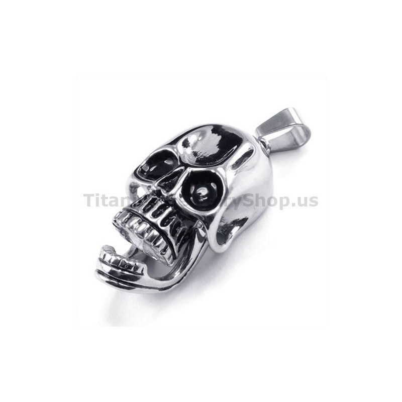 Colgante De Calavera De Titanio Puro - Cadena Gratis Colgante De Calavera De Titanio Puro - Cadena Gratis